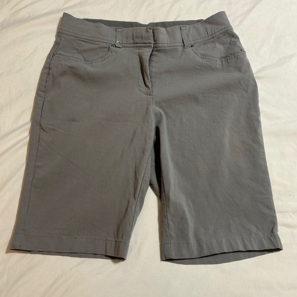 JM Collection Gray Bermuda Shorts Womens 10 Tummy Control Stretch Casual Office